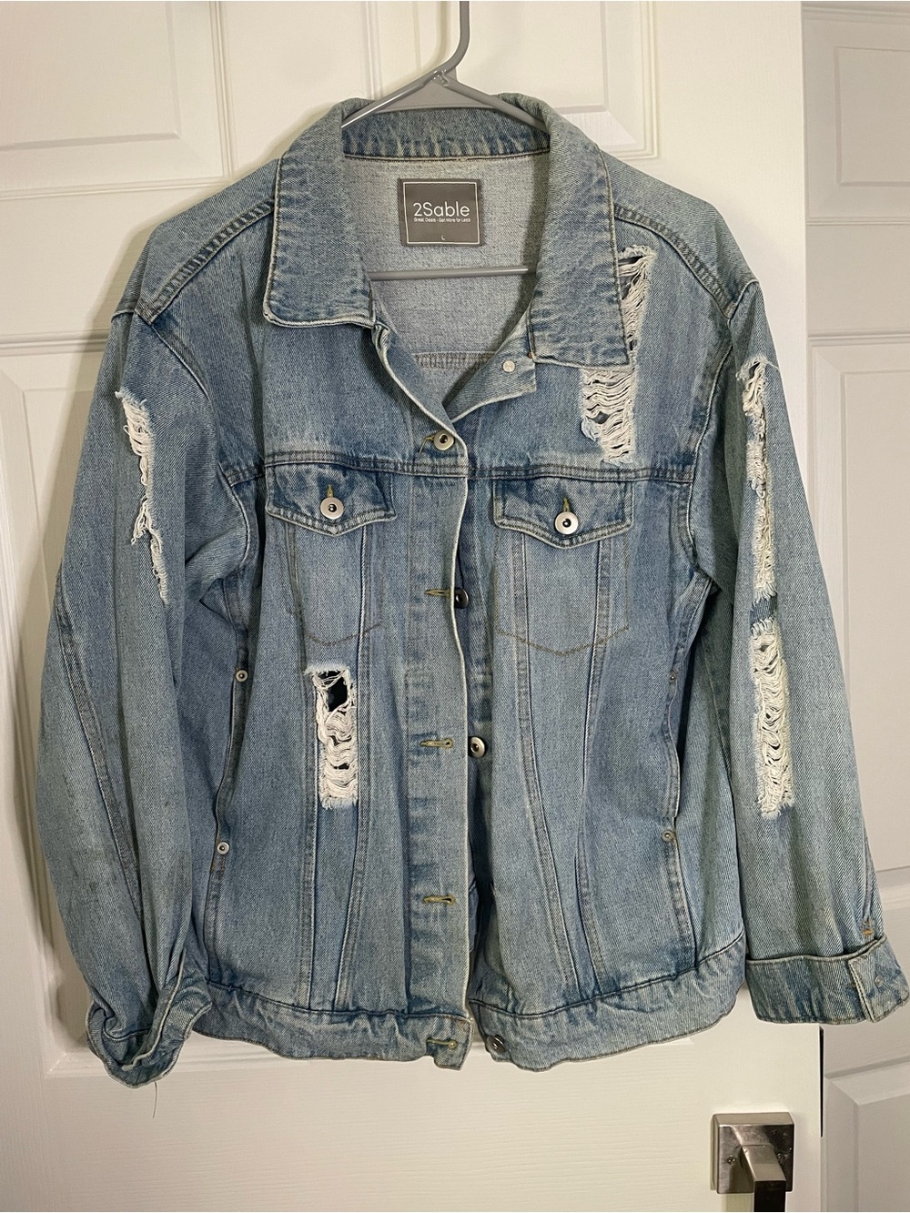 Able Light Blue Distressed Jean Jacket
